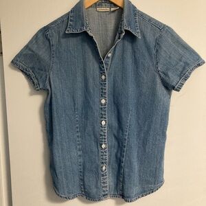 Denim Short Sleeve Button-Up Shirt